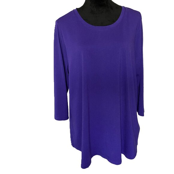 LOGO 1X Purple Cotton Modal 3/4 length sleeve Top - Picture 1 of 11